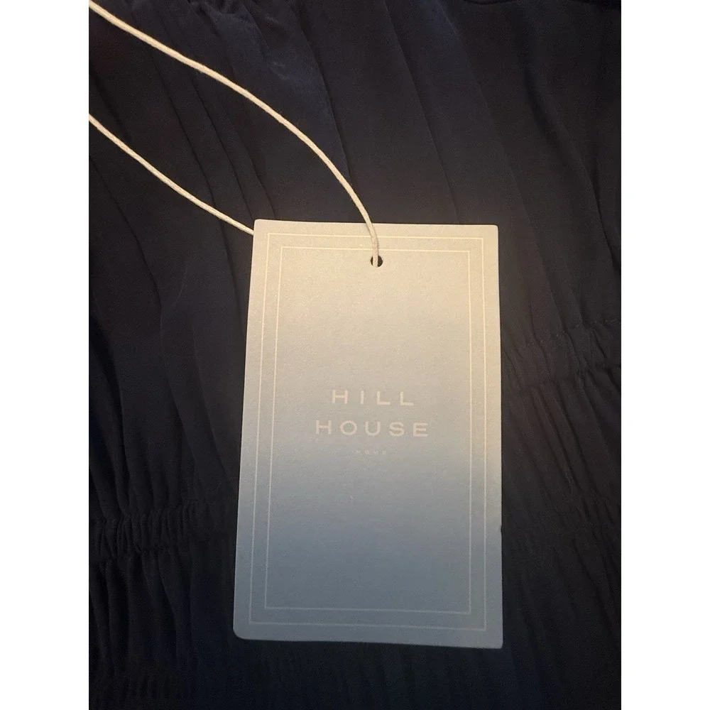 Hill House Home The Jasmine Nap Dress XXS Navy Blue Smocked Midi Long Sleeve NWT - Picture 12 of 13
